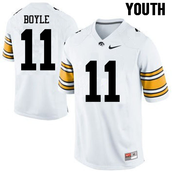 Youth Iowa Hawkeyes #11 Ryan Boyle College Football Jerseys-White